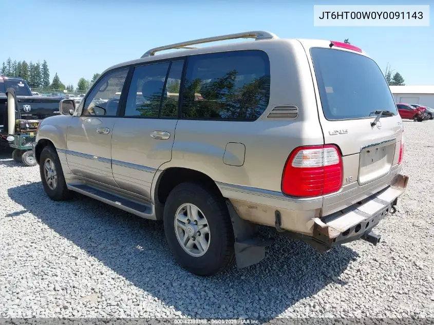 2000 Lexus Lx 470 VIN: JT6HT00W0Y0091143 Lot: 42398168