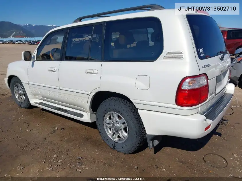 2001 Lexus Lx 470 VIN: JTJHT00W313502710 Lot: 42003532