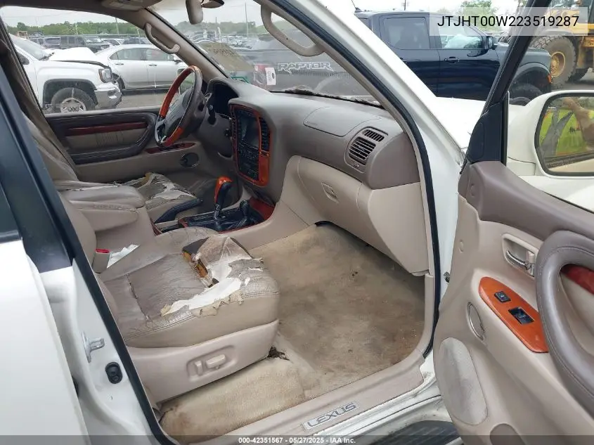 2002 Lexus Lx 470 VIN: JTJHT00W223519287 Lot: 42351567