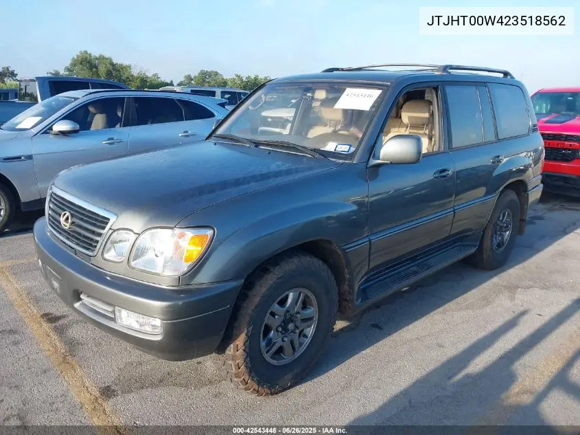 2002 Lexus Lx 470 VIN: JTJHT00W423518562 Lot: 42543446