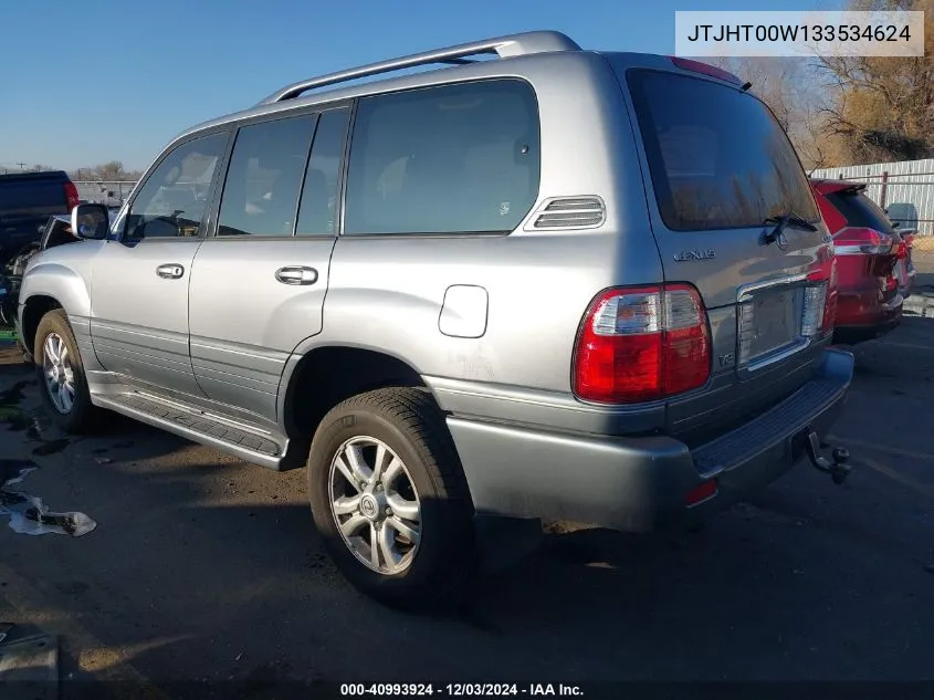 2003 Lexus Lx 470 VIN: JTJHT00W133534624 Lot: 40993924