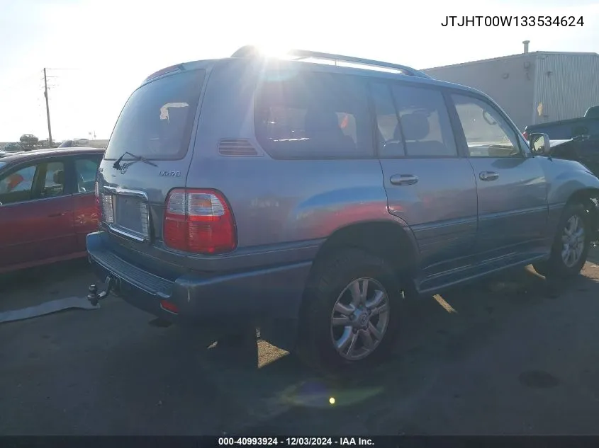 2003 Lexus Lx 470 VIN: JTJHT00W133534624 Lot: 40993924