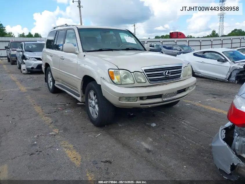 2004 Lexus Lx 470 VIN: JTJHT00W443538958 Lot: 42179564