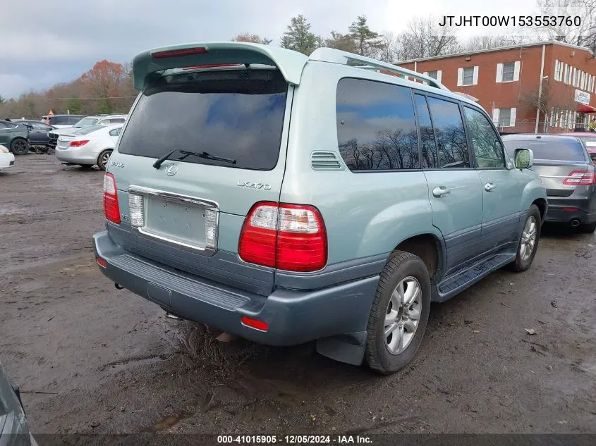 2005 Lexus Lx 470 VIN: JTJHT00W153553760 Lot: 41015905