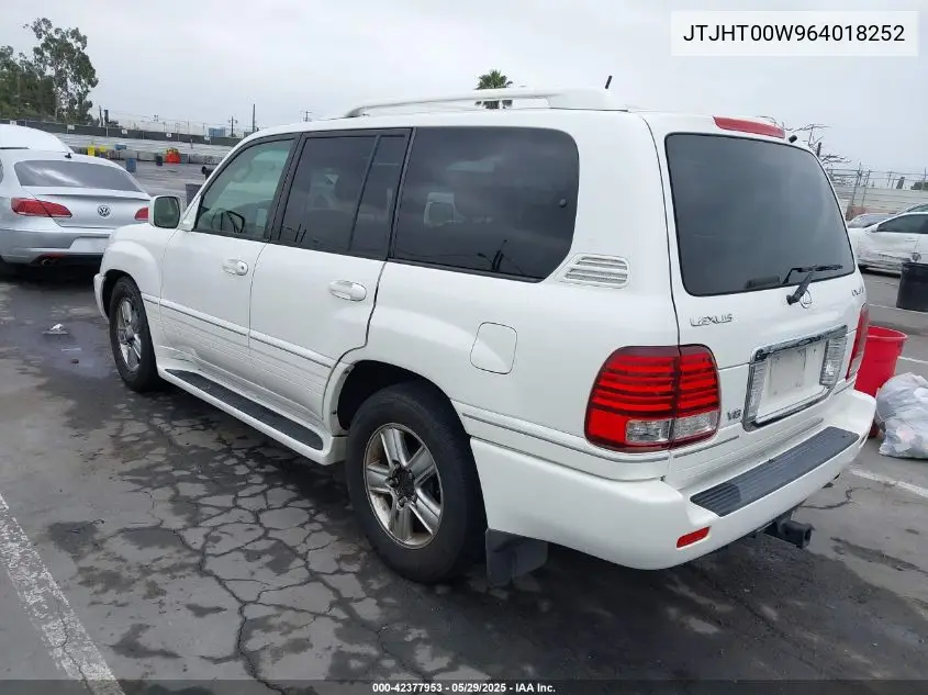 2006 Lexus Lx 470 VIN: JTJHT00W964018252 Lot: 42377953