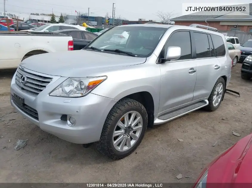 2008 Lexus Lx 570 570 VIN: JTJHY00W184001952 Lot: 12301814