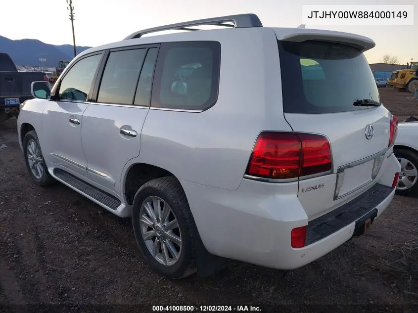 2008 Lexus Lx 570 VIN: JTJHY00W884000149 Lot: 41008500