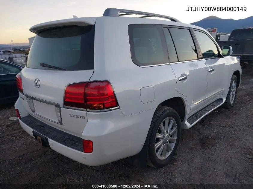 2008 Lexus Lx 570 VIN: JTJHY00W884000149 Lot: 41008500