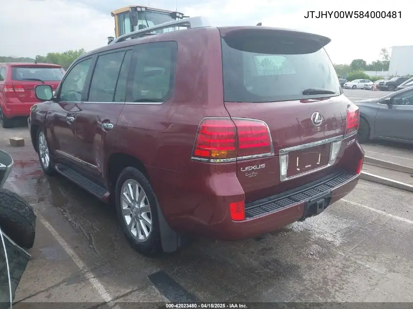 2008 Lexus Lx 570 VIN: JTJHY00W584000481 Lot: 42023480