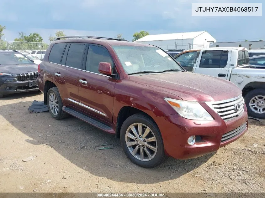 2011 Lexus Lx 570 VIN: JTJHY7AX0B4068517 Lot: 40244434