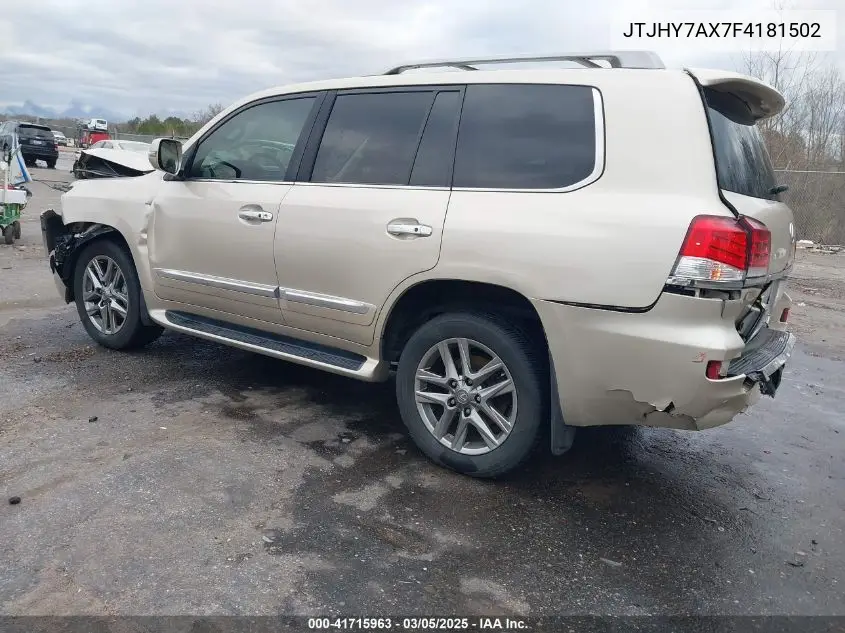 2015 Lexus Lx 570 VIN: JTJHY7AX7F4181502 Lot: 41715963