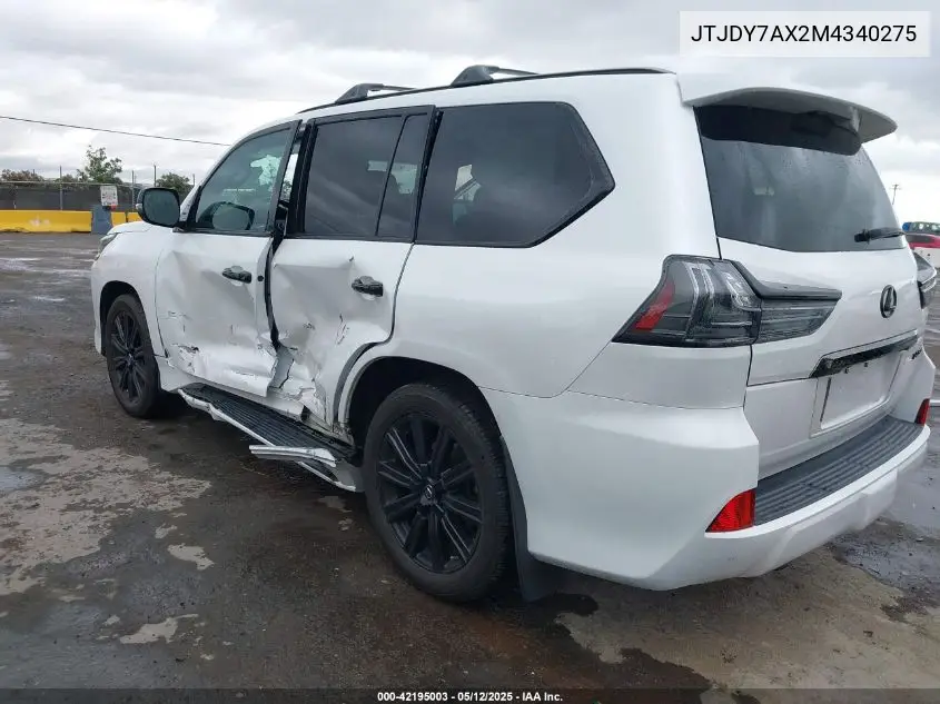 2021 Lexus Lx 570 Three-Row VIN: JTJDY7AX2M4340275 Lot: 42195003