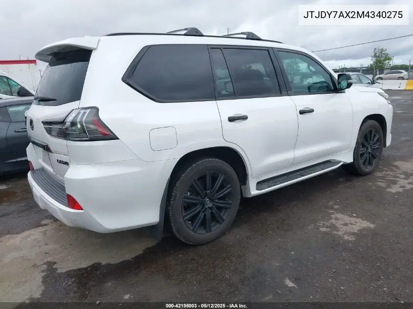 2021 Lexus Lx 570 Three-Row VIN: JTJDY7AX2M4340275 Lot: 42195003