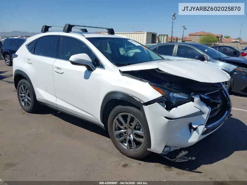 2016 Lexus Nx 200T VIN: JTJYARBZ6G2025870 Lot: 42009967