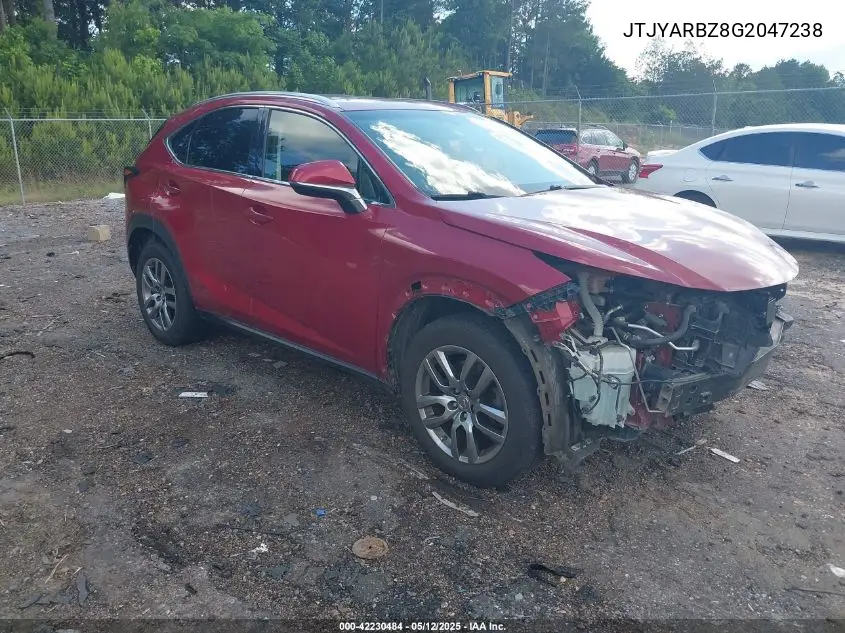 2016 Lexus Nx 200T VIN: JTJYARBZ8G2047238 Lot: 42230484