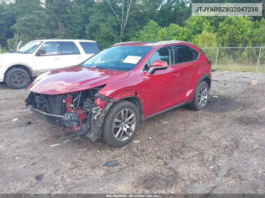 2016 Lexus Nx 200T VIN: JTJYARBZ8G2047238 Lot: 42230484