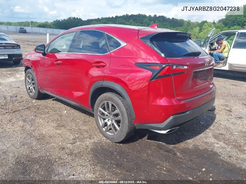 2016 Lexus Nx 200T VIN: JTJYARBZ8G2047238 Lot: 42230484