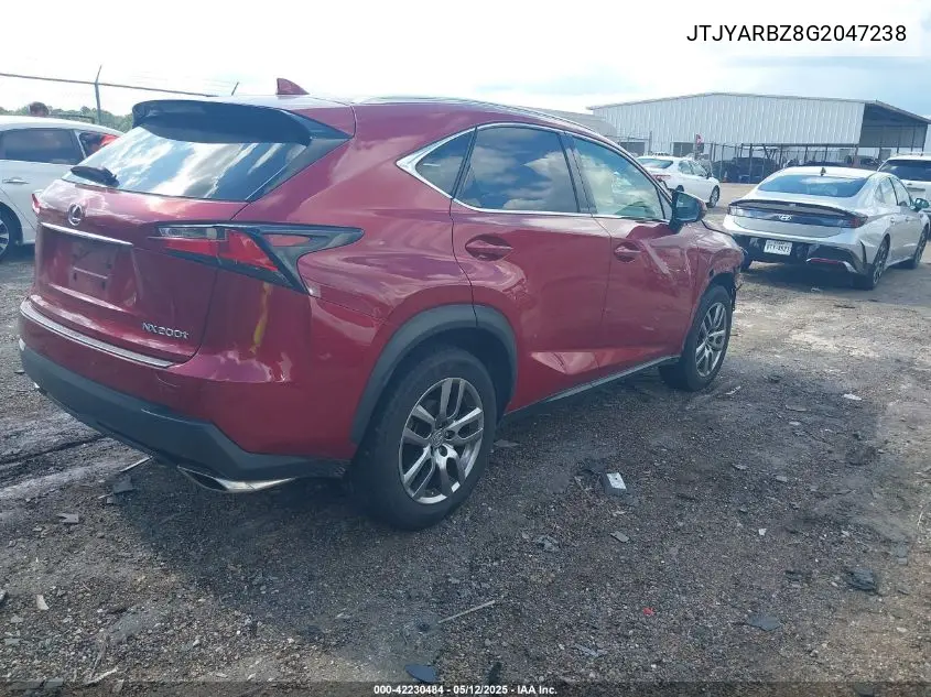 2016 Lexus Nx 200T VIN: JTJYARBZ8G2047238 Lot: 42230484