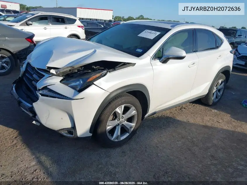 2017 Lexus Nx VIN: JTJYARBZ0H2072636 Lot: 42590335