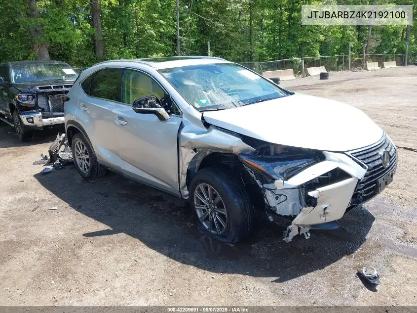 2019 Lexus Nx 300 VIN: JTJBARBZ4K2192100 Lot: 42209691