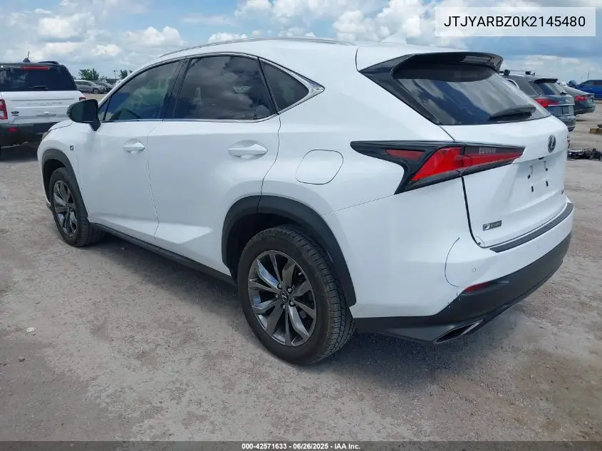 2019 Lexus Nx 300 F Sport VIN: JTJYARBZ0K2145480 Lot: 42571633