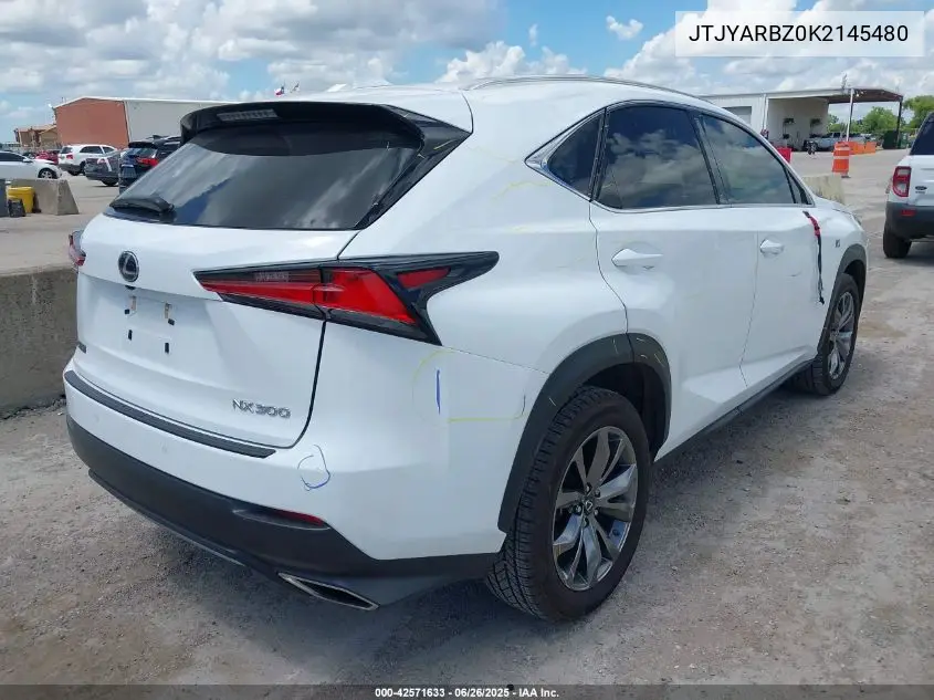 2019 Lexus Nx 300 F Sport VIN: JTJYARBZ0K2145480 Lot: 42571633