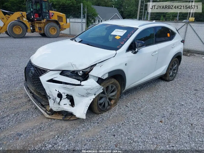 2019 Lexus Nx 300 F Sport VIN: JTJYARBZ4K2154571 Lot: 42603432