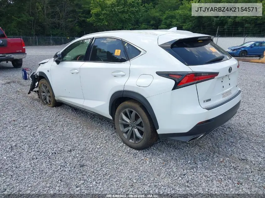 2019 Lexus Nx 300 F Sport VIN: JTJYARBZ4K2154571 Lot: 42603432