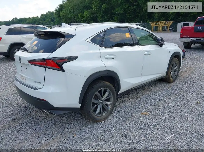 2019 Lexus Nx 300 F Sport VIN: JTJYARBZ4K2154571 Lot: 42603432