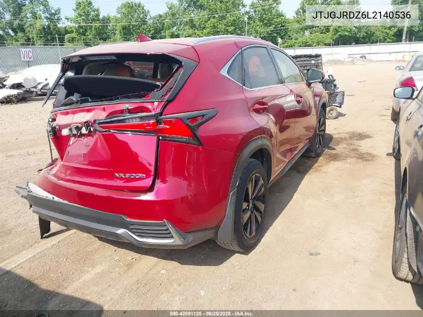 2020 Lexus Nx 300H VIN: JTJGJRDZ6L2140536 Lot: 42591125