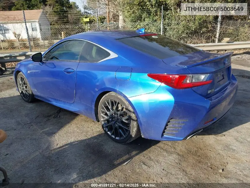 2015 Lexus Rc 350 VIN: JTHHE5BC0F5008649 Lot: 41591221