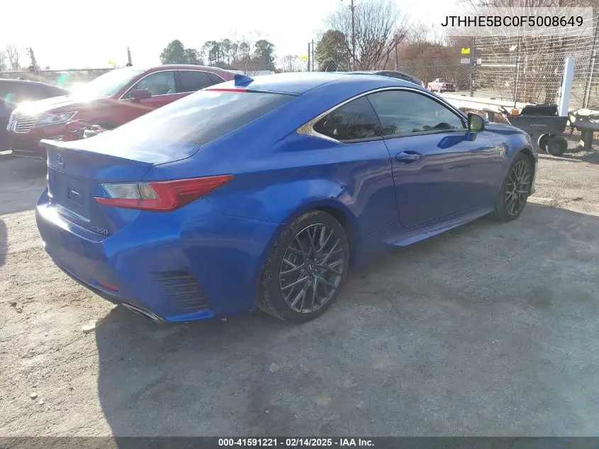 2015 Lexus Rc 350 VIN: JTHHE5BC0F5008649 Lot: 41591221