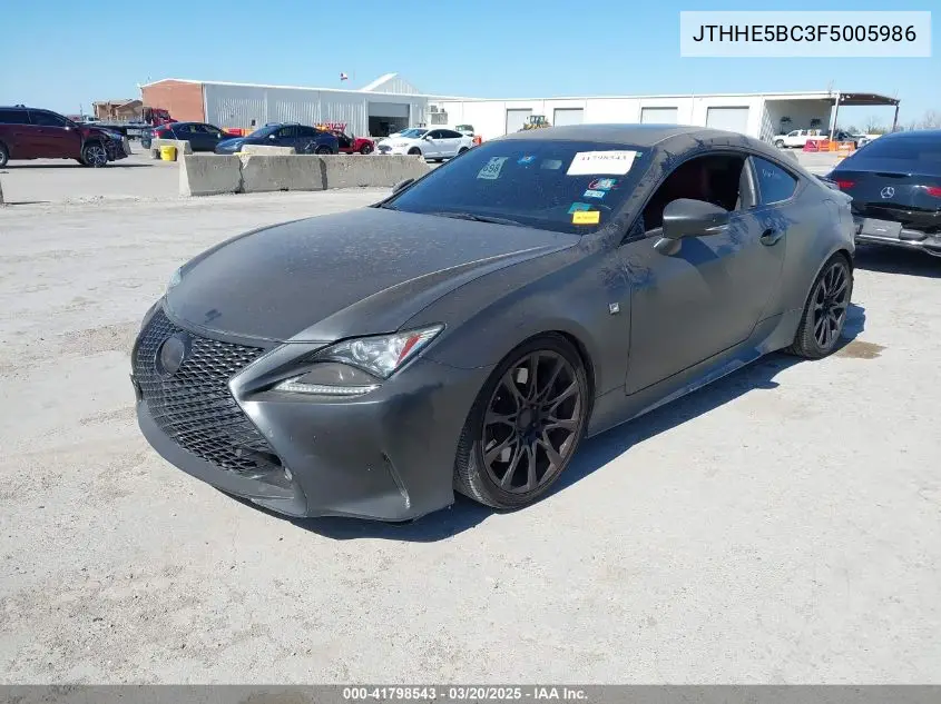 2015 Lexus Rc 350 VIN: JTHHE5BC3F5005986 Lot: 41798543