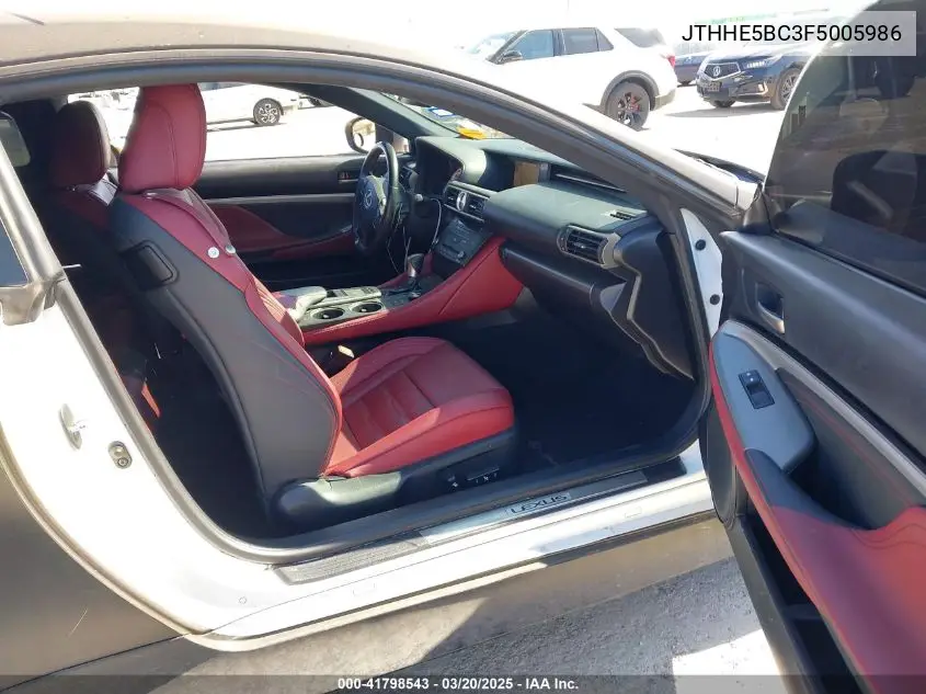 2015 Lexus Rc 350 VIN: JTHHE5BC3F5005986 Lot: 41798543