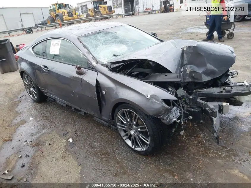 2015 Lexus Rc 350 VIN: JTHSE5BC6F5002778 Lot: 41855750