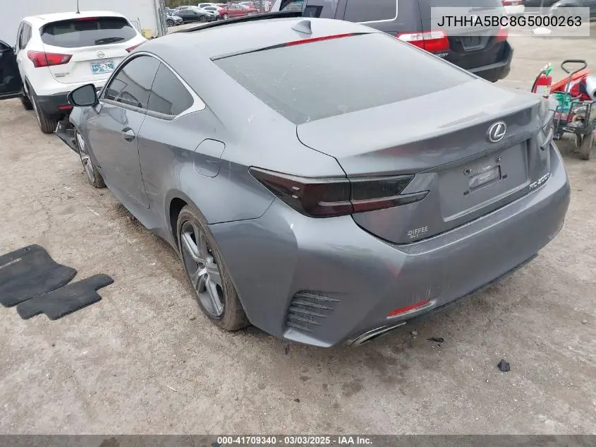 2016 Lexus Rc 200T VIN: JTHHA5BC8G5000263 Lot: 41709340