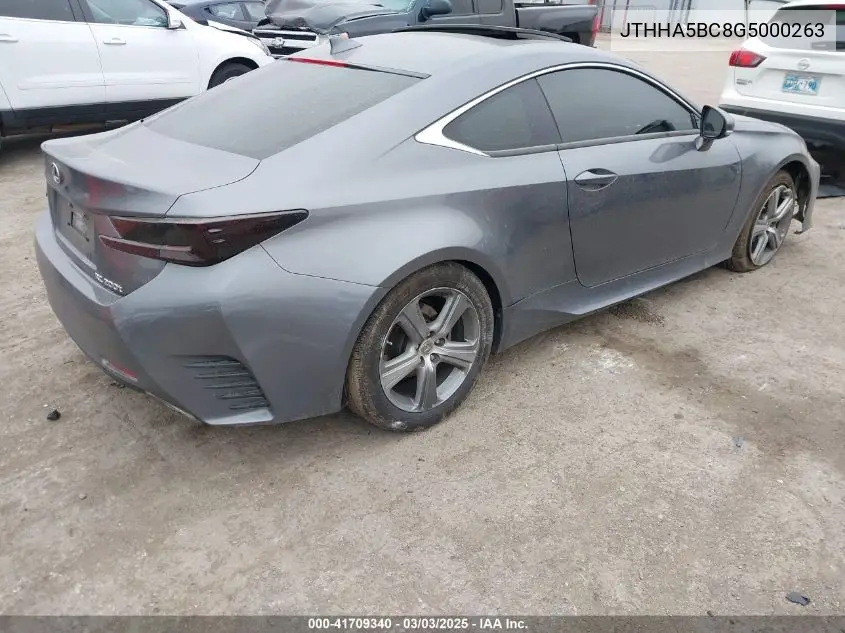 2016 Lexus Rc 200T VIN: JTHHA5BC8G5000263 Lot: 41709340