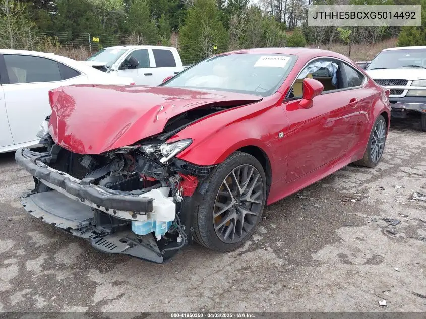 2016 Lexus Rc 350 VIN: JTHHE5BCXG5014492 Lot: 41950350