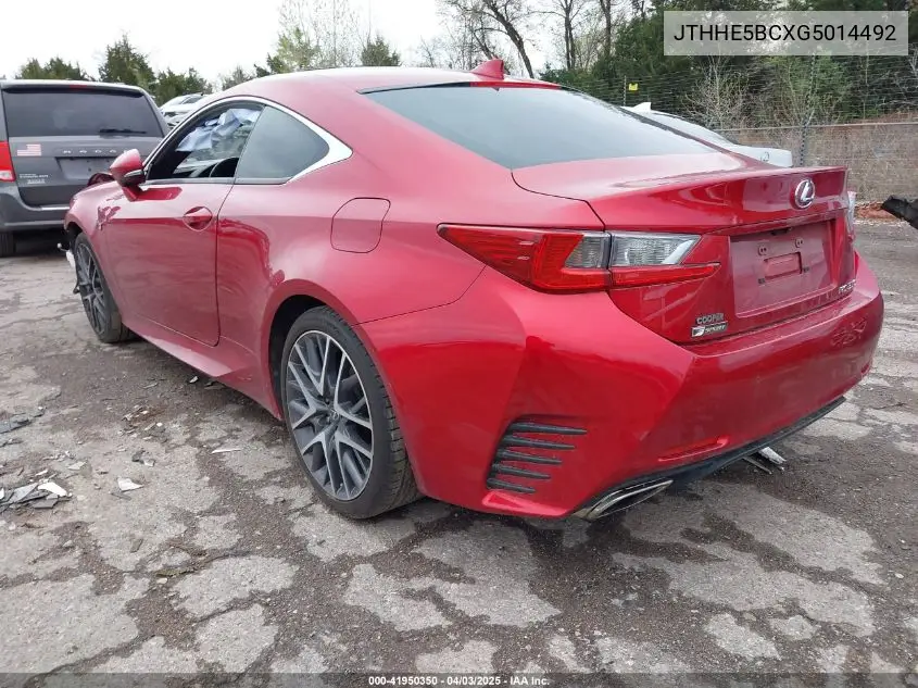 2016 Lexus Rc 350 VIN: JTHHE5BCXG5014492 Lot: 41950350