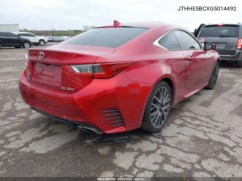 2016 Lexus Rc 350 VIN: JTHHE5BCXG5014492 Lot: 41950350