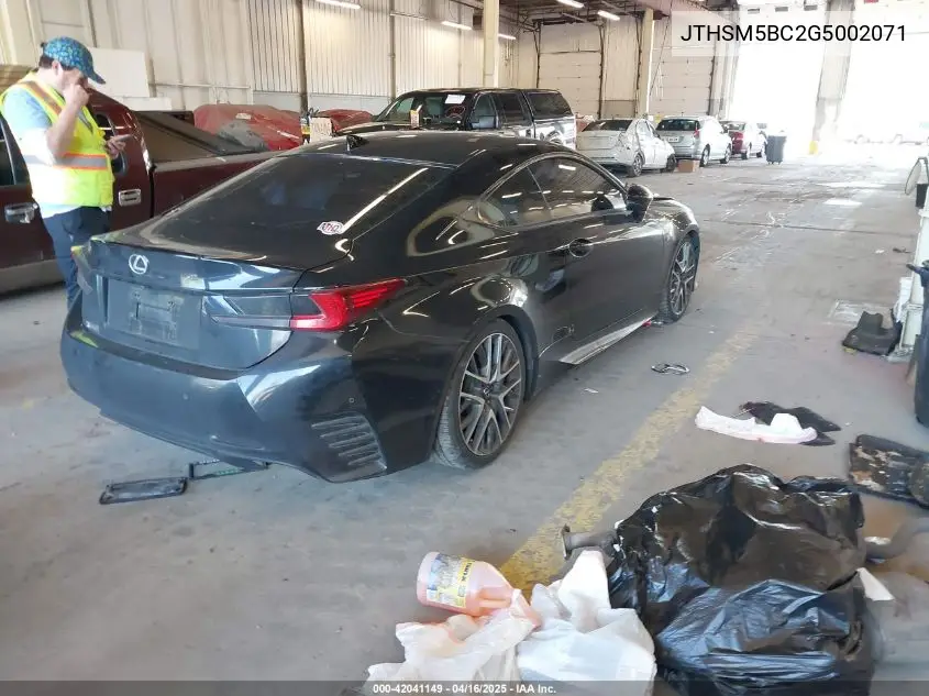 2016 Lexus Rc 300 VIN: JTHSM5BC2G5002071 Lot: 42041149