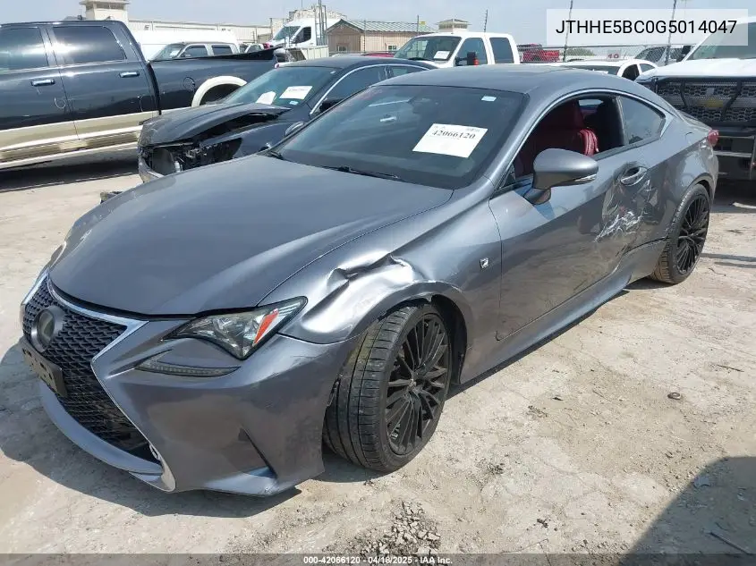 2016 Lexus Rc 350 VIN: JTHHE5BC0G5014047 Lot: 42066120