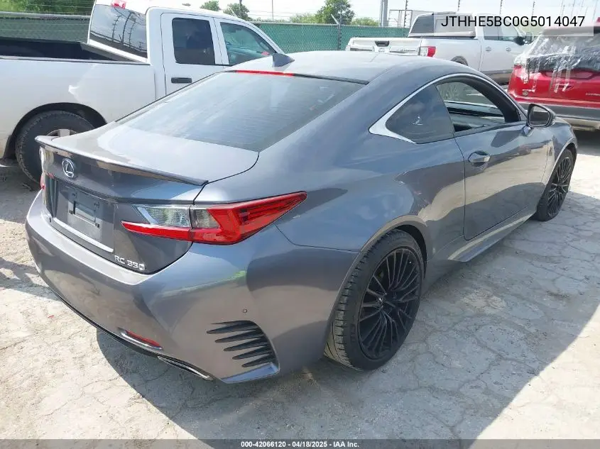 2016 Lexus Rc 350 VIN: JTHHE5BC0G5014047 Lot: 42066120