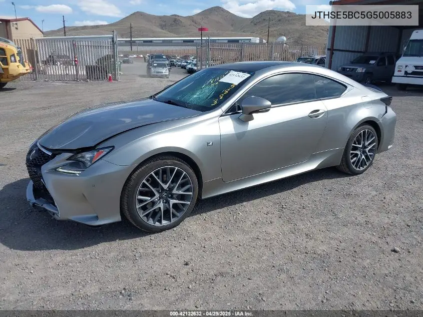 2016 Lexus Rc 350 VIN: JTHSE5BC5G5005883 Lot: 42132632