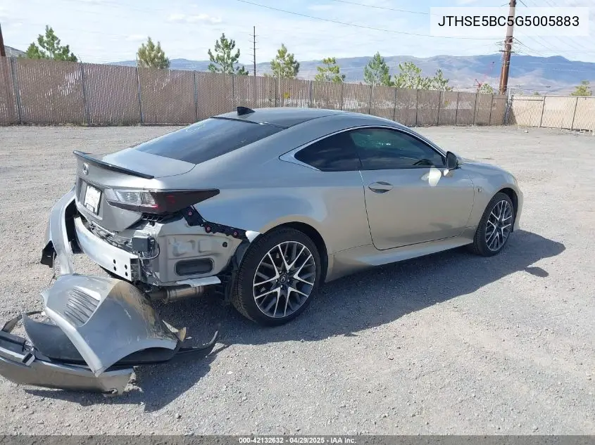 2016 Lexus Rc 350 VIN: JTHSE5BC5G5005883 Lot: 42132632