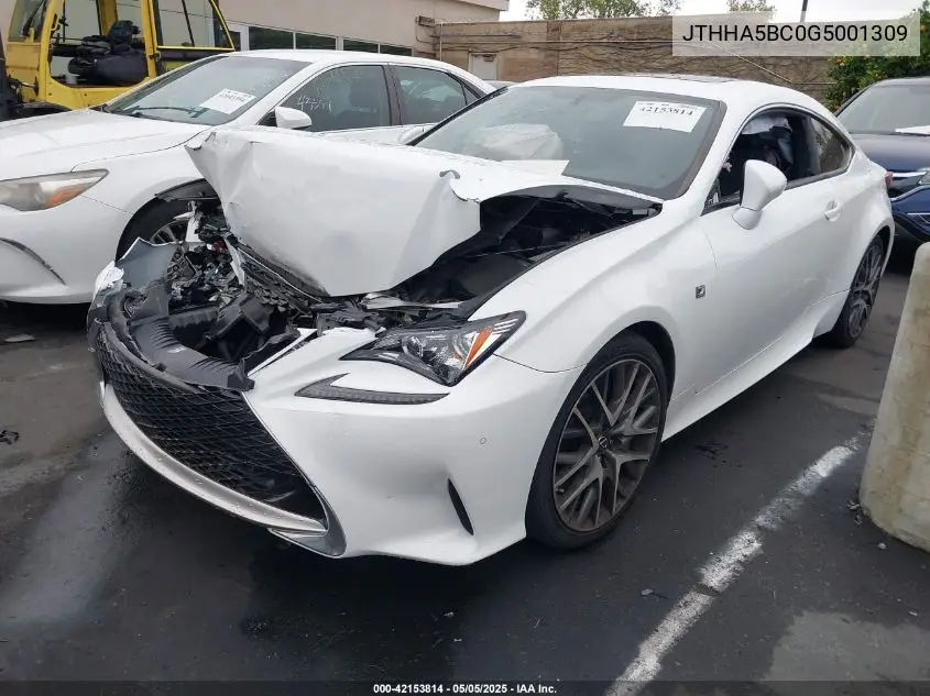 2016 Lexus Rc 200T VIN: JTHHA5BC0G5001309 Lot: 42153814