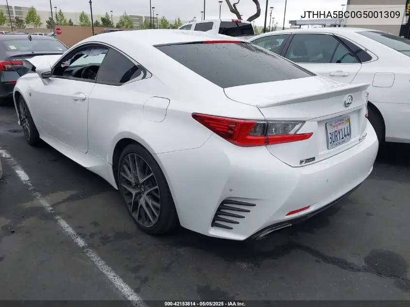 2016 Lexus Rc 200T VIN: JTHHA5BC0G5001309 Lot: 42153814