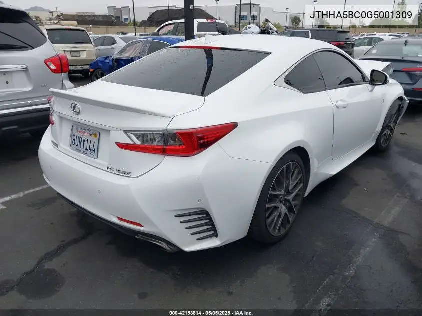 2016 Lexus Rc 200T VIN: JTHHA5BC0G5001309 Lot: 42153814
