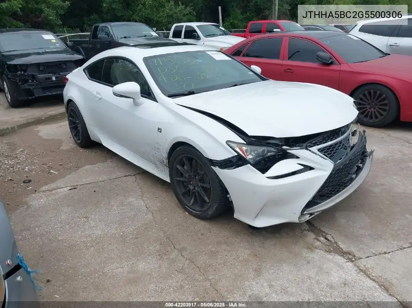 2016 Lexus Rc 200T VIN: JTHHA5BC2G5500306 Lot: 42203917