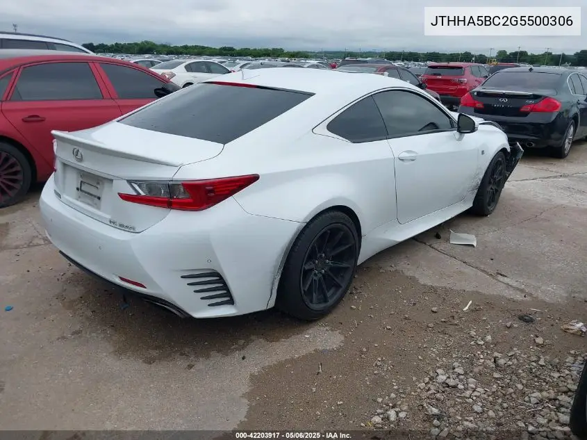 2016 Lexus Rc 200T VIN: JTHHA5BC2G5500306 Lot: 42203917